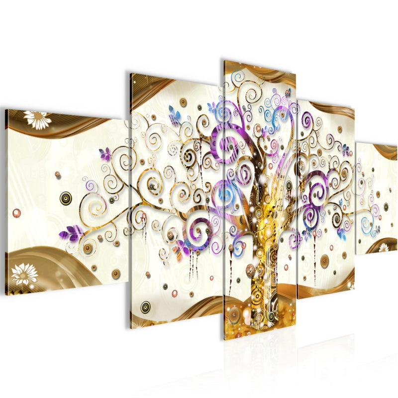 Runa Art - Bilder Gustav Klimt Baum des Lebens 200 x 100 cm 5 Teilig XXL Wanddekoration Design Bunt 003051a