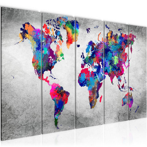 Runa Art Bild Weltkarte Wandbilder auf Vlies Leinwand 5 Teilig Wanddekoration Büro Wohnzimmer 013356b