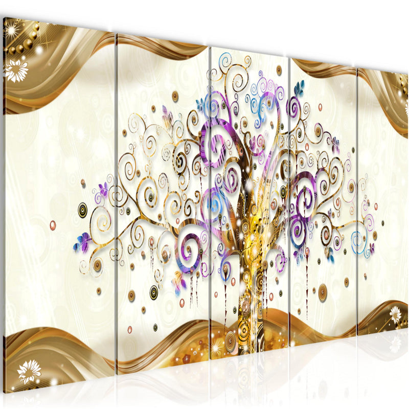 Runa Art Bild Gustav Klimt Baum des Lebens Wandbilder auf Vlies Leinwand 5 Teilig Wanddekoration Wohnzimmer 003056a