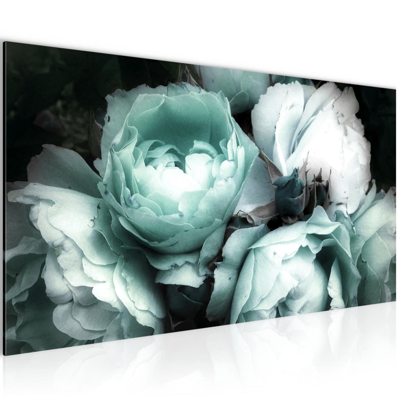 Runa Art Wandbild Blumen Rosen 1 Teilig 100 x 40 cm Modern Bild auf Vlies Leinwand Vintage Wohnzimmer Schwarz Bunt 039112b