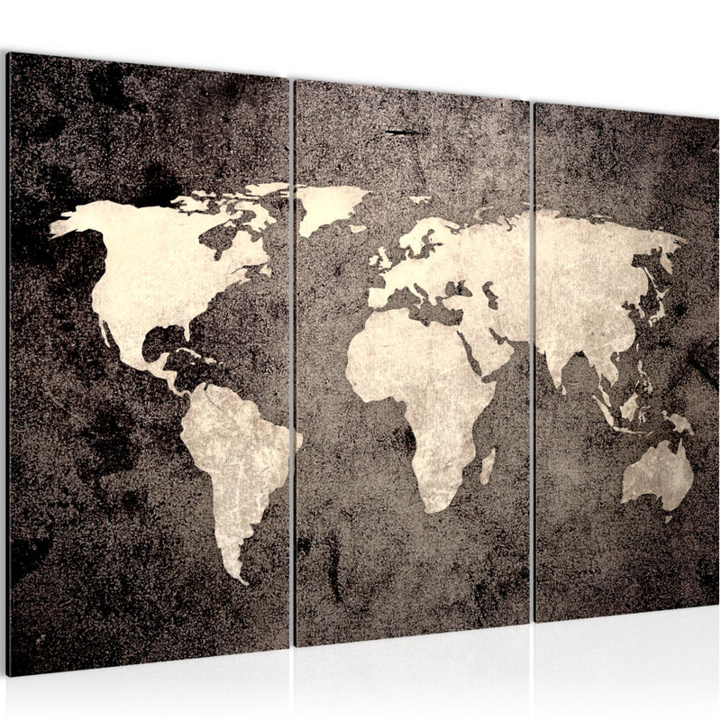 Runa Art Wandbilder Weltkarte Bild XXL Büro Wohnzimmer Braun Vintage Antik 120 x 80 cm 3 Teilig 101731c