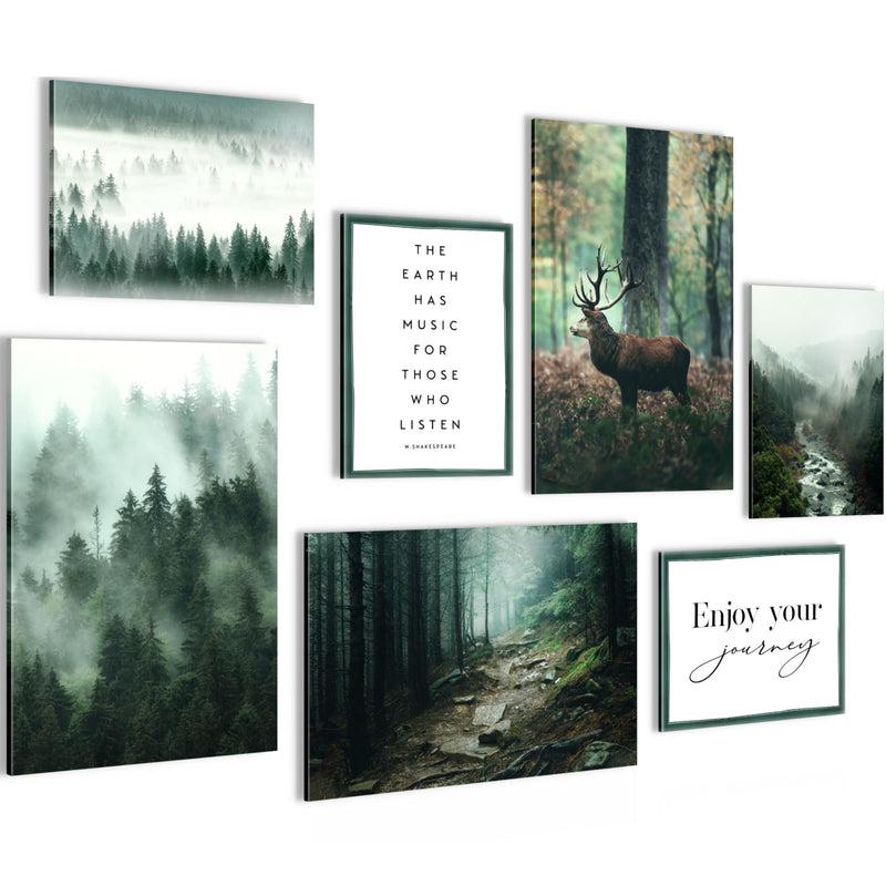 Novart Bilder Landschaft - KOMPLETT AUFHÄNGFERTIG - Waldlandschaft Wohnzimmer Schlafzimmer Büro - 7 Moderne Mood - Bilder - N004672a