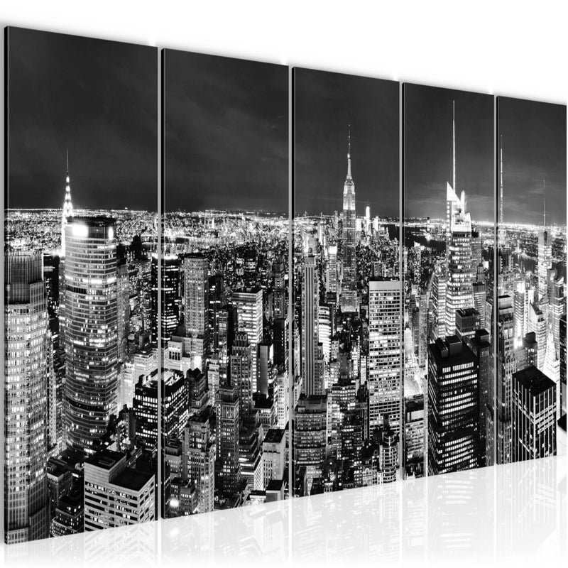 Runa Art Bild New York Skyline Wandbilder auf Vlies Leinwand 5 Teilig Wanddekoration Wohnzimmer Büro 036256c