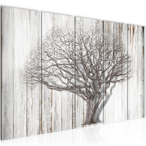 Runa Art Wandbild XXL Baum Abstrakt Wohnzimmer 200 x 80 cm Schwarz Weiss 5 Teilig - Made in Germany - 039955b