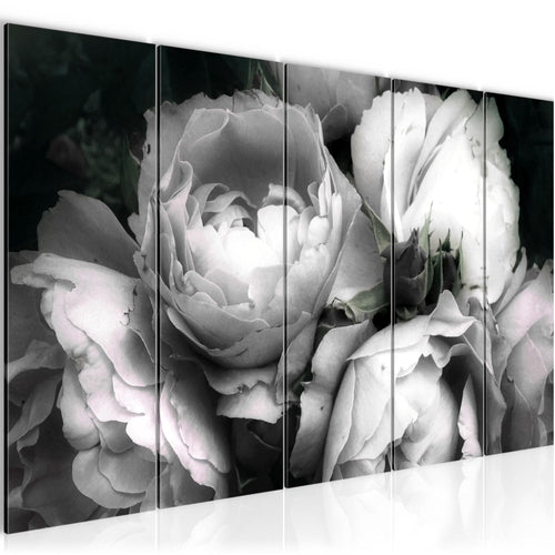 Runa Art Wandbild XXL Blumen Rosen Wohnzimmer Schlafzimmer 200 x 80 cm Schwarz Bunt 5 Teilig - Made in Germany - 039155c