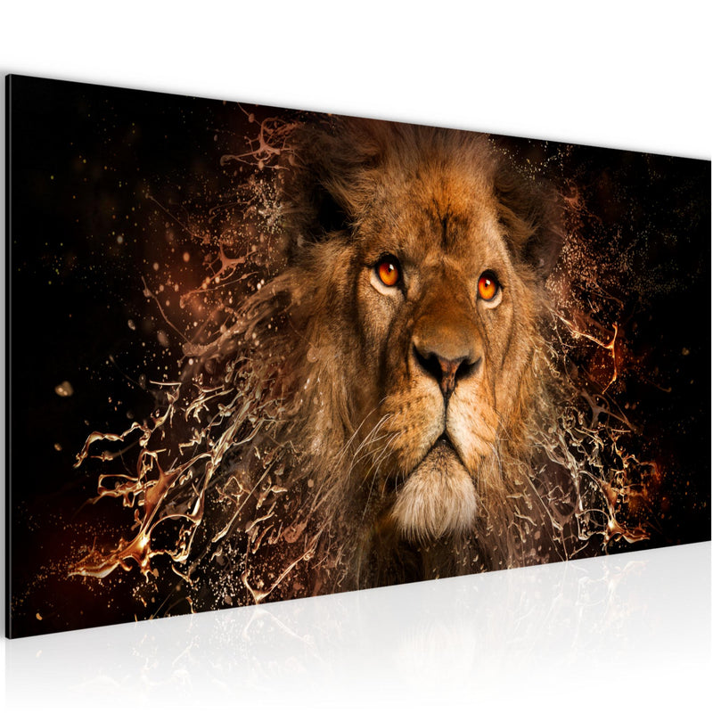 Runa Art Wandbild Afrika Löwe 1 Teilig 100 x 40 cm Modern Bild auf Vlies Leinwand Abstrakt Tiere Wohnzimmer Schlafzimmer Schwarz Gold 040712a