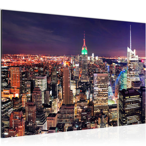 Runa Art Bild New York Skyline Modern Wandbilder Wohnzimmer Büro 1 Teilig - Made In Germany - Städte Violett Lila Flur 036215a