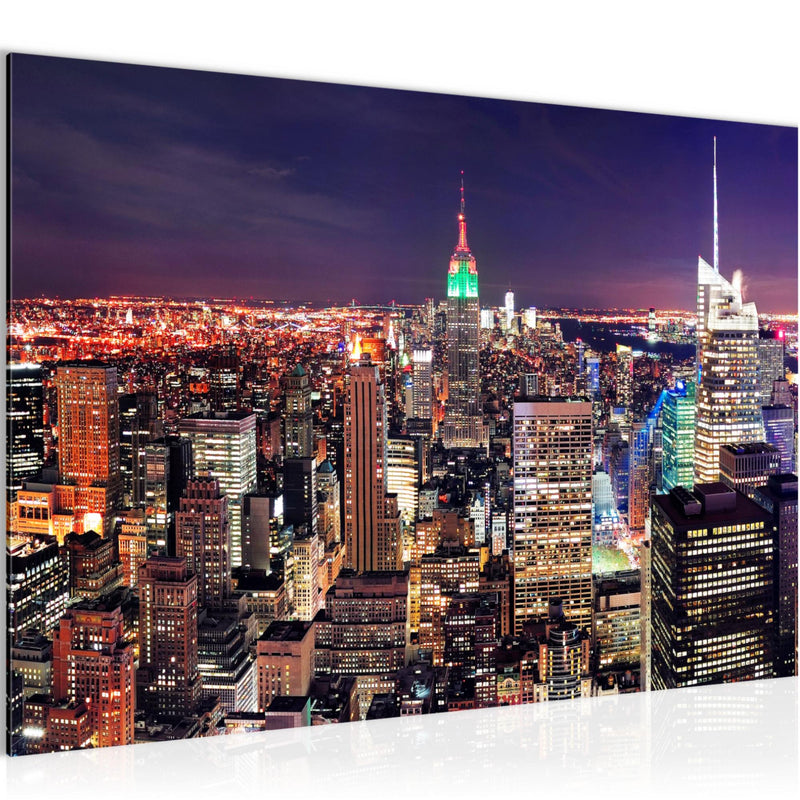 Runa Art Bild New York Skyline Modern Wandbilder Wohnzimmer Büro 1 Teilig - Made In Germany - Städte Violett Lila Flur 036215a