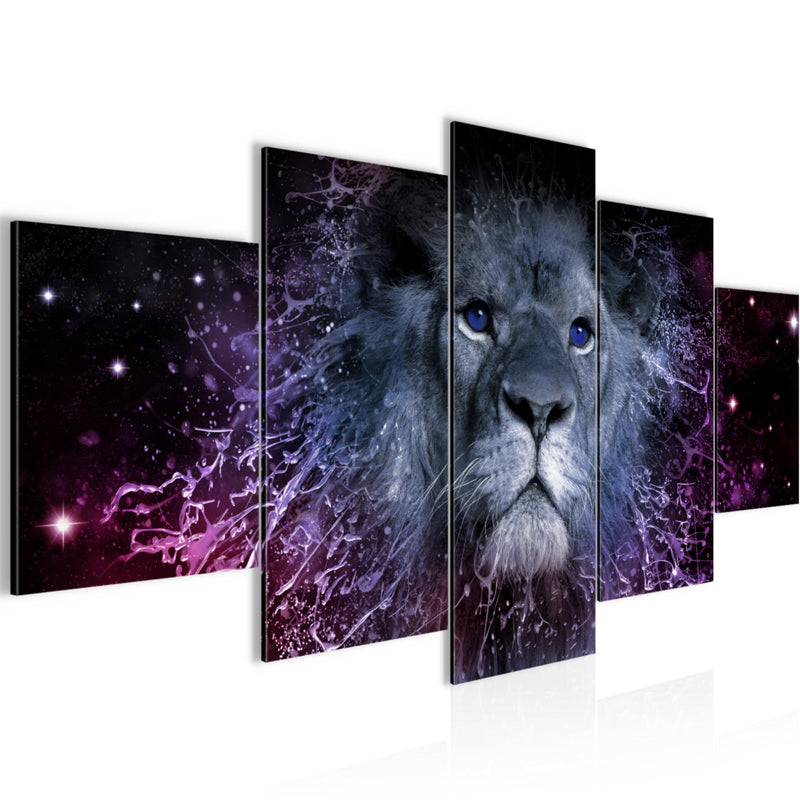Runa Art Bild Wohnzimmer Schlafzimmer Sternzeichen Löwe 5 Teilig Abstrakt Tiere Lila Wandbilder auf Vlies Leinwand 040753c