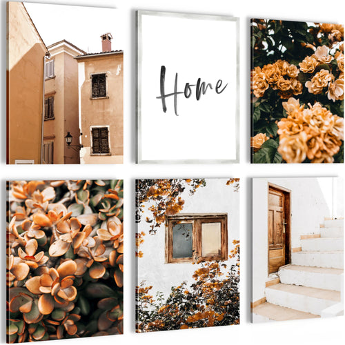 Novart Wandbilder - KEIN EXTRA RAHMEN BENÖTIGT - Wohnzimmer Schlafzimmer - Bilder Modern Home Blumen - Orange - N010165a
