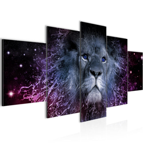 Runa Art - Bilder Sternzeichen Löwe 200 x 100 cm 5 Teilig XXL Wanddekoration Design Lila 040751c