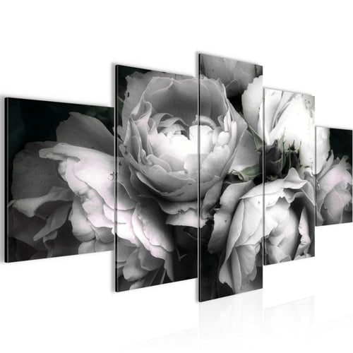 Runa Art Bild Wohnzimmer Schlafzimmer Blumen Rosen 5 Teilig Vintage Schwarz Bunt Wandbilder auf Vlies Leinwand 039153c