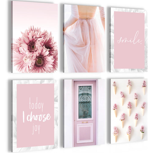 Novart Wandbilder Set Fashion - KOMPLETT AUFHÄNGFERTIG - Made in Germany - Moderne Bilder  Wohnzimmer Mädchen Teenager - N020464a