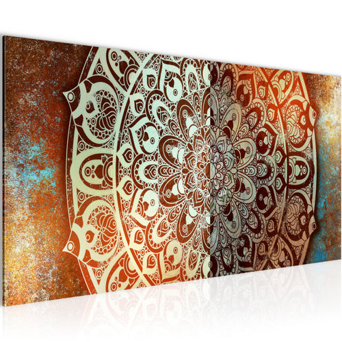 Runa Art Wandbild Mandala Abstrakt 1 Teilig 100 x 40 cm Modern Bild auf Vlies Leinwand Kupfer Wohnzimmer Schlafzimmer Beige Braun 040112a