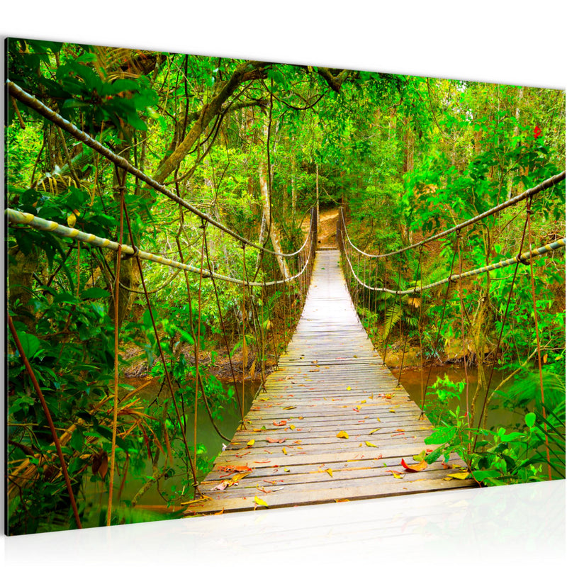 Runa Art Bild Landschaft Brücke Modern Wandbilder Schlafzimmer Wohnzimmer 1 Teilig - Made In Germany - Brücke Grün Beige Flur 607415c