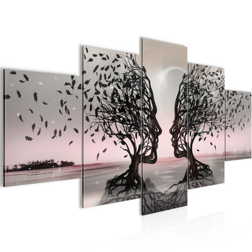 Runa Art - Bilder Abstrakt 200 x 100 cm 5 Teilig XXL Wanddekoration Design Gesichter Schwarz 044851b