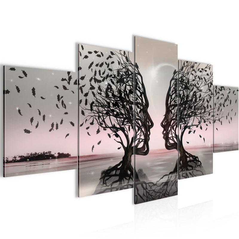 Runa Art - Bilder Abstrakt 200 x 100 cm 5 Teilig XXL Wanddekoration Design Gesichter Schwarz 044851b