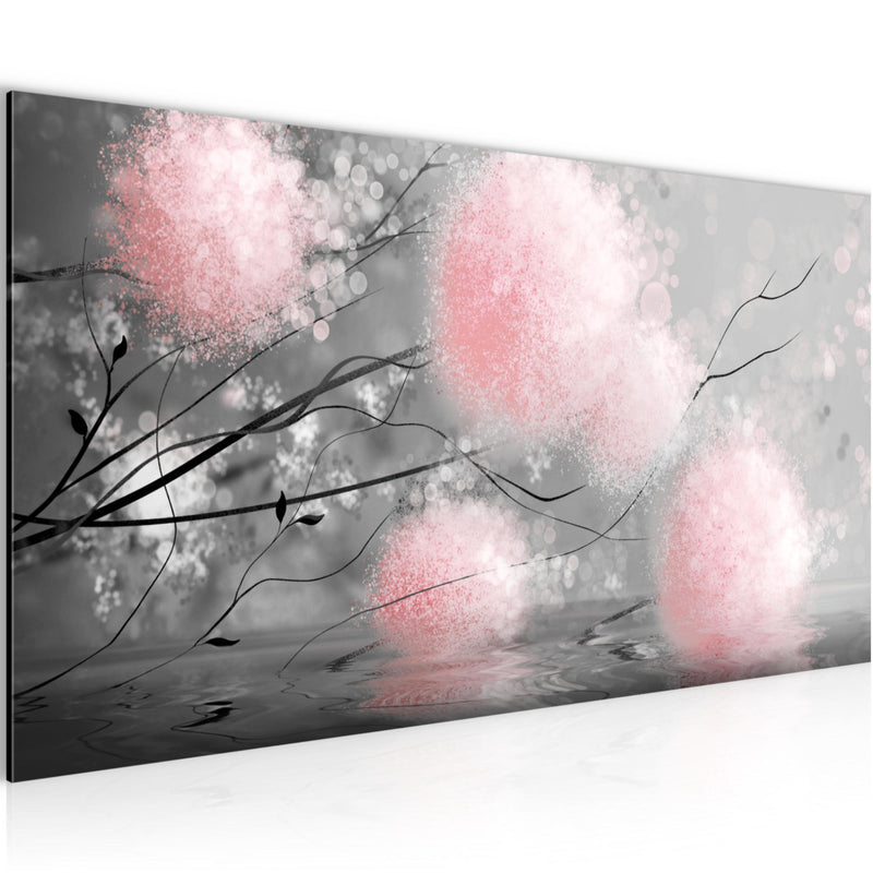 Runa Art Wandbild Pusteblumen 100 x 40 cm Modern Bild auf Vlies Leinwand Abstrakt Wohnzimmer Schlafzimmer Grau Rosa 044212b