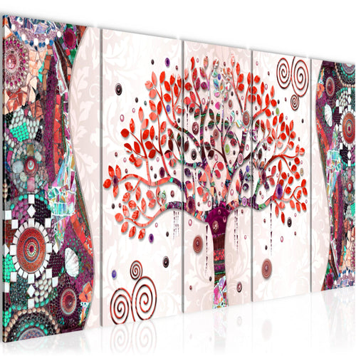 Runa Art Bild Gustav Klimt - Baum des Lebens Wandbilder auf Vlies Leinwand 5 Teilig Wanddekoration Wohnzimmer 004656c