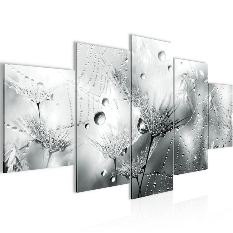 Runa Art - Bilder Blumen Pusteblumen 200 x 100 cm 5 Teilig XXL Wanddekoration Design Schwarz Weiss 043151c