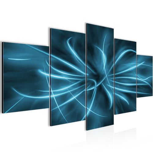 Runa Art - Bilder Abstrakt 200 x 100 cm 5 Teilig XXL Wanddekoration Design Bewegung Blau 100051b