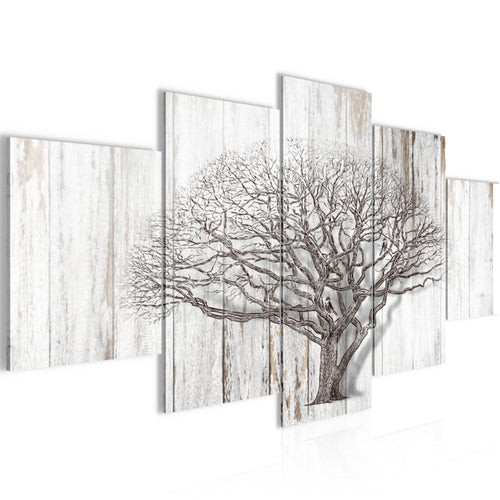 Runa Art - Bilder Baum Abstrakt 200 x 100 cm 5 Teilig XXL Wanddekoration Design Schwarz Weiss 039951b
