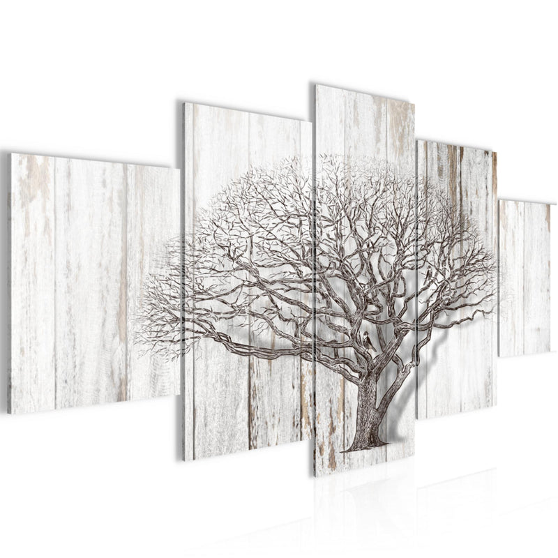 Runa Art - Bilder Baum Abstrakt 200 x 100 cm 5 Teilig XXL Wanddekoration Design Schwarz Weiss 039951b