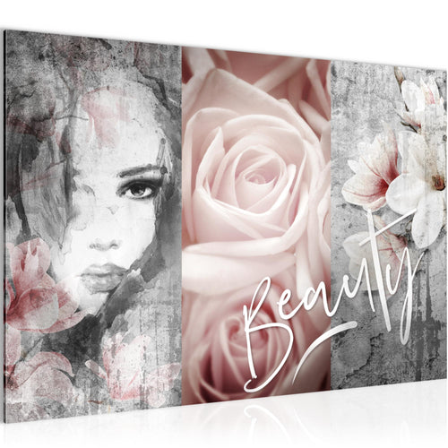 Runa Art Bild Blumen Vintage Modern Wandbilder Wohnzimmer 1 Teilig - Made In Germany - Frau Bunt Flur 039315a