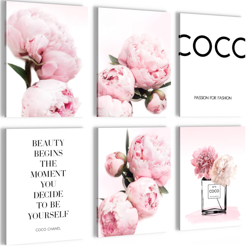 Novart Wandbilder - KEIN EXTRA RAHMEN BENÖTIGT - Wohnzimmer Mädchen Teenager - Bilder Modern Fashion Blumen - Rosa - N009465a
