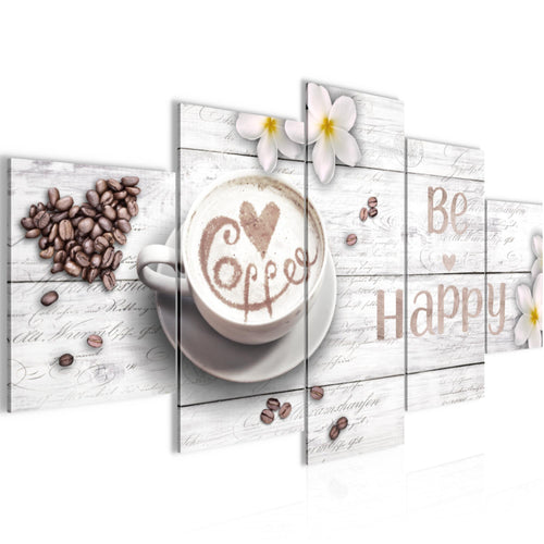 Runa Art Bild Wohnzimmer Schlafzimmer Büro Love 5 Teilig Kaffee Herzen Wandbilder auf Vlies Leinwand 020653c
