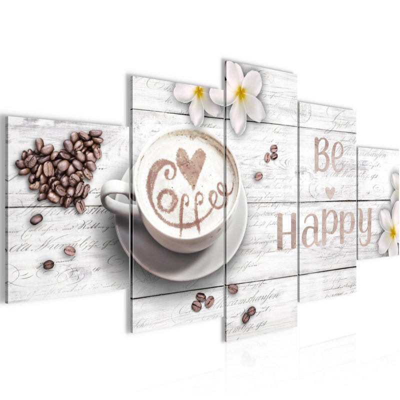 Runa Art Bild Wohnzimmer Schlafzimmer Büro Love 5 Teilig Kaffee Herzen Wandbilder auf Vlies Leinwand 020653c
