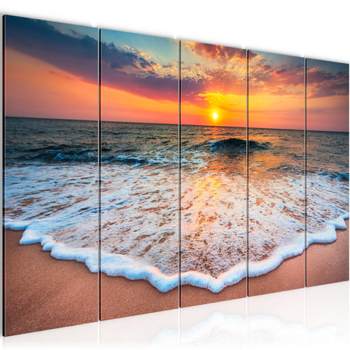 Runa Art Bild Strand Meer Wandbilder auf Vlies Leinwand 5 Teilig Wanddekoration Wohnzimmer Schlafzimmer 044556a