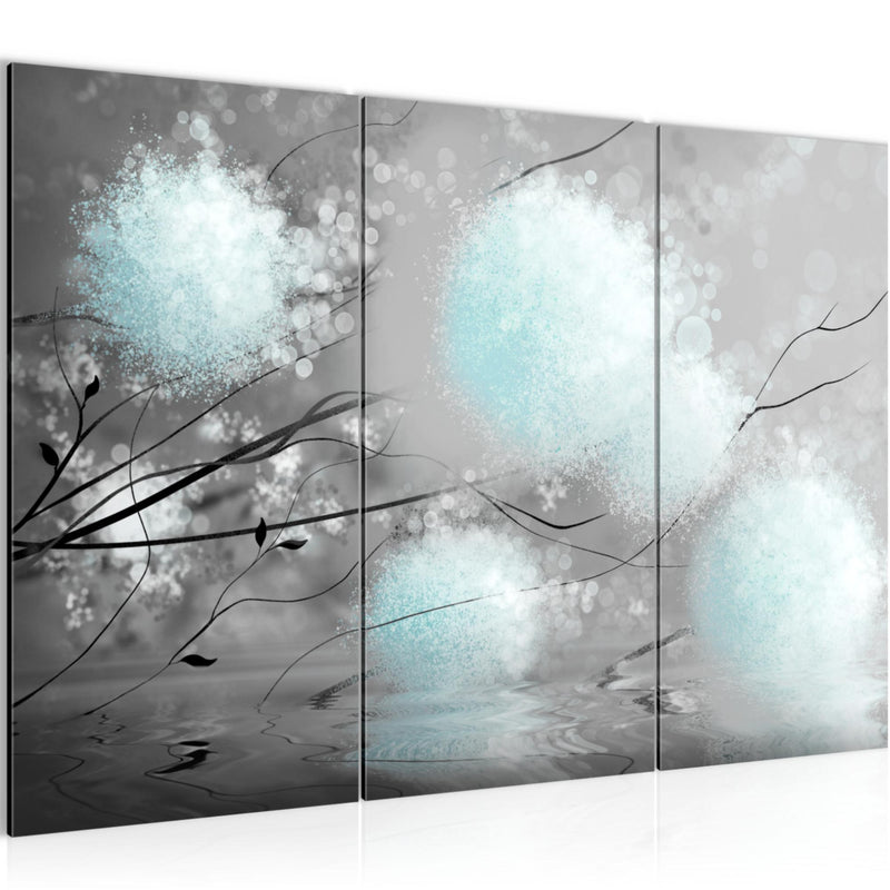 Runa Art Wandbilder Pusteblumen Bild XXL Wohnzimmer Schlafzimmer Grau Türkis Abstrakt 120 x 80 cm 3 Teilig 044231c