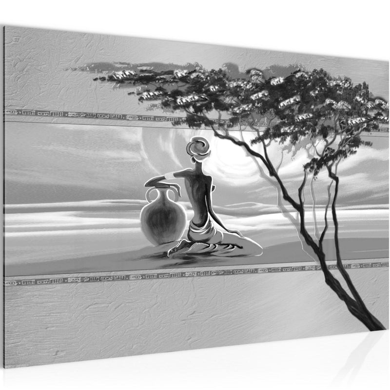 Runa Art Bild Afrika Modern Wandbilder Wohnzimmer Schlafzimmer Büro 1 Teilig - Made In Germany - Grau Frau Flur 000915c