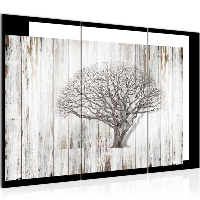 Runa Art Wandbilder Baum Abstrakt Bild XXL Wohnzimmer Schwarz Weiss Holzmotiv 120 x 80 cm 3 Teilig 039931b
