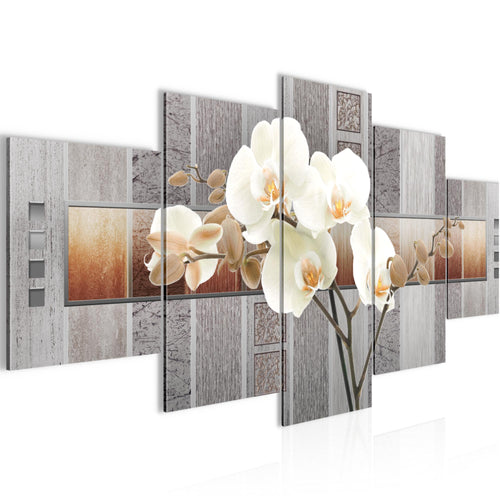 Runa Art - Bilder Blumen Pflanzen 200 x 100 cm 5 Teilig XXL Wanddekoration Design Orchidee Weiß 204651a