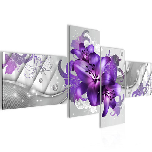 Runa Art Bild XXL 4 Teilig Blumen Lilien 200 x 100 cm Kunstdruck auf Vlies Leinwand Wanddeko Wohnzimmer Schlafzimmer 017341c