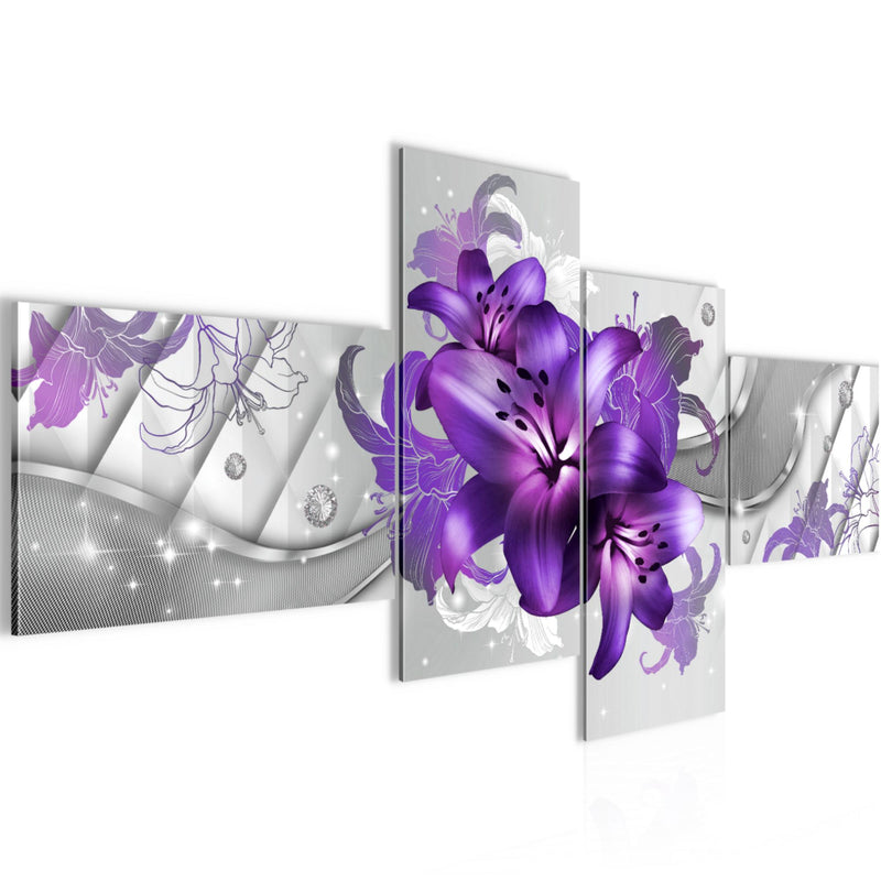 Runa Art Bild XXL 4 Teilig Blumen Lilien 200 x 100 cm Kunstdruck auf Vlies Leinwand Wanddeko Wohnzimmer Schlafzimmer 017341c
