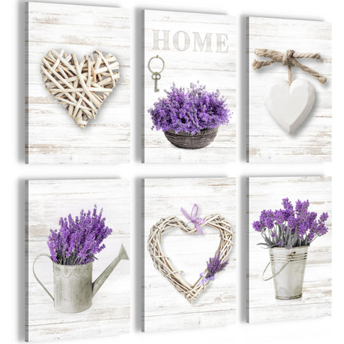 Novart Wandbilder Set Home Provence - KOMPLETT AUFHÄNGFERTIG - Made in Germany - Moderne Bilder  Wohnzimmer Schlafzimmer - N003064a