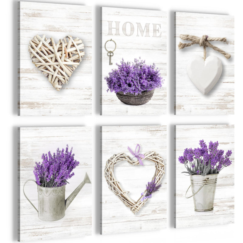 Novart Wandbilder Set Home Provence - KOMPLETT AUFHÄNGFERTIG - Made in Germany - Moderne Bilder  Wohnzimmer Schlafzimmer - N003064a
