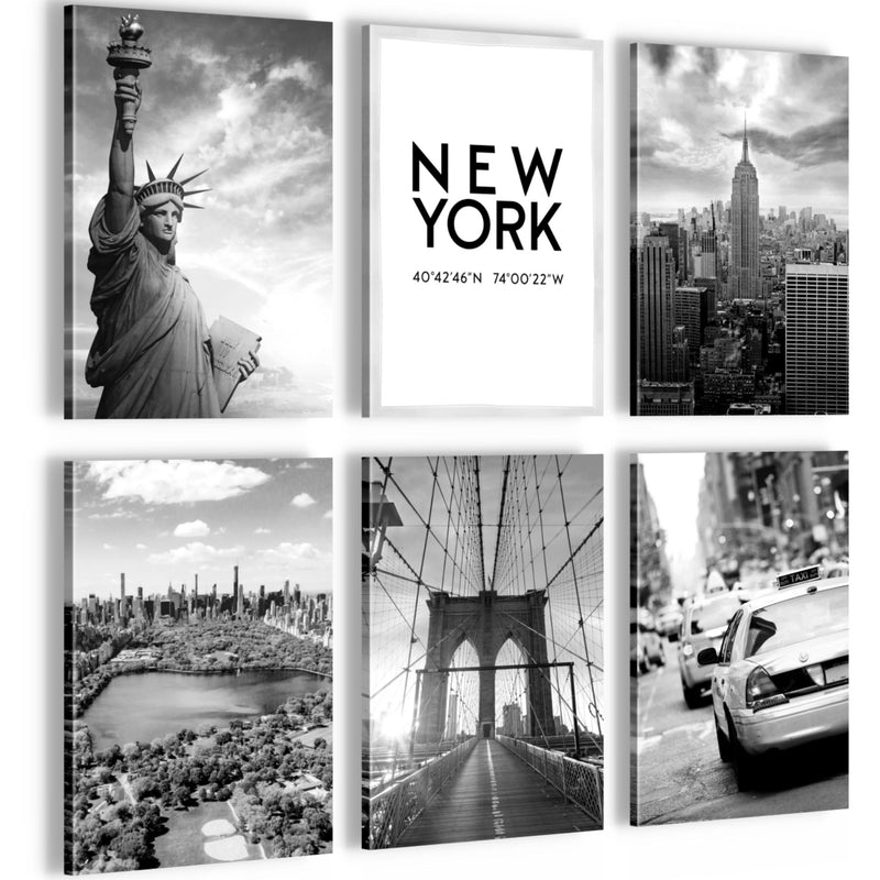 Novart Wandbilder Set New York City - KOMPLETT AUFHÄNGFERTIG - Made in Germany - Moderne Bilder  Wohnzimmer Büro - N013164a