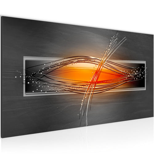 Runa Art Wandbild Abstrakt 100 x 40 cm Modern Bild auf Vlies Leinwand Orange Wohnzimmer Schlafzimmer Büro Wellen 103312a