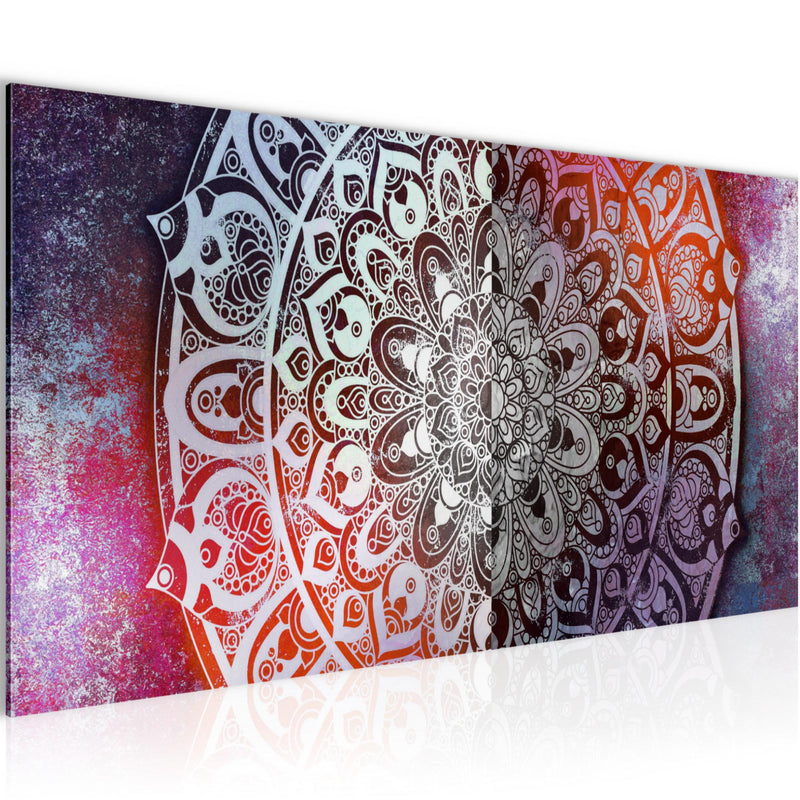 Runa Art Wandbild Mandala Abstrakt 1 Teilig 100 x 40 cm Modern Bild auf Vlies Leinwand Orientalisch Wohnzimmer Schlafzimmer Lila Violett 040112b