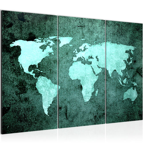Runa Art Wandbilder Weltkarte Bild XXL Büro Wohnzimmer Türkis Vintage Antik 120 x 80 cm 3 Teilig 101731b