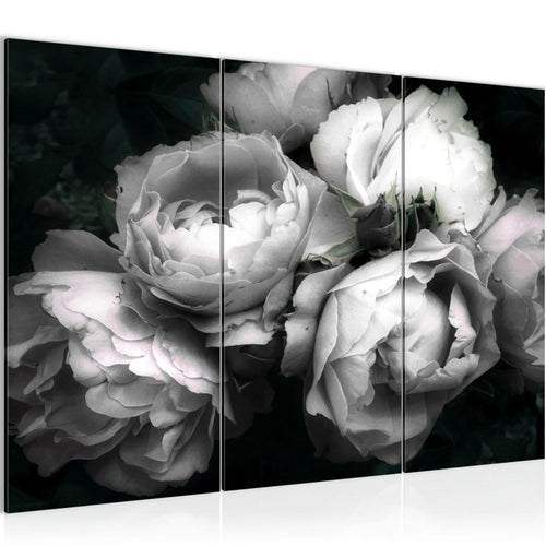 Runa Art Wandbilder Blumen Rosen Bild XXL Wohnzimmer Schlafzimmer Schwarz Bunt Vintage 120 x 80 cm 3 Teilig 039131c