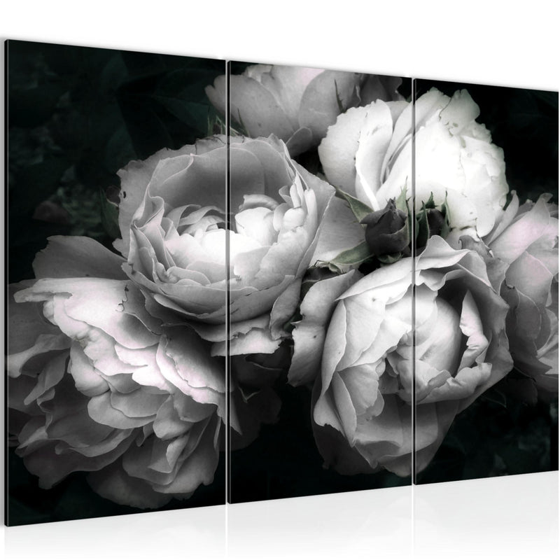 Runa Art Wandbilder Blumen Rosen Bild XXL Wohnzimmer Schlafzimmer Schwarz Bunt Vintage 120 x 80 cm 3 Teilig 039131c