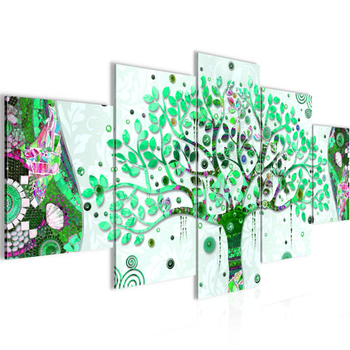 Runa Art - Bilder Gustav Klimt Baum des Lebens 200 x 100 cm 5 Teilig XXL Wanddekoration Design Grün 004651b