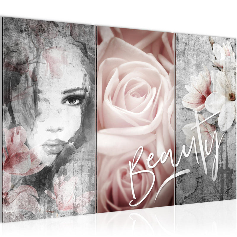 Runa Art Wandbilder Blumen Vintage Bild XXL Wohnzimmer Schlafzimmer Bunt Frau 120 x 80 cm 3 Teilig 039331a