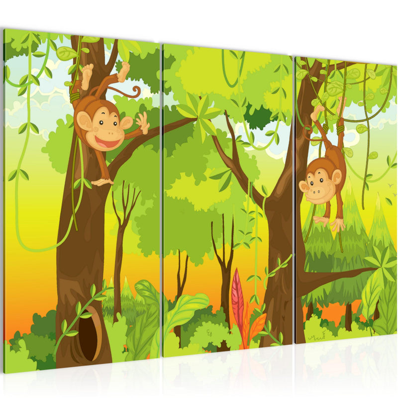Runa Art Wandbilder Tiere Dschungel Bild XXL Spielzimmer Baby Bunt Kinderzimmer 120 x 80 cm 3 Teilig 001831b