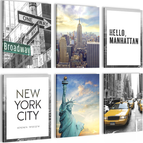 Novart Wandbilder - KEIN EXTRA RAHMEN BENÖTIGT - Wohnzimmer Mädchen Teenager - Bilder Modern New York - NY USA - N001165a